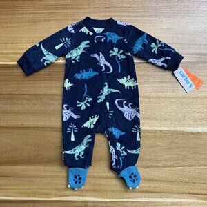 Carters Baby Boy Dinosaur Fleece Footed Pajamas With 2-Way Zipper Size 3M
